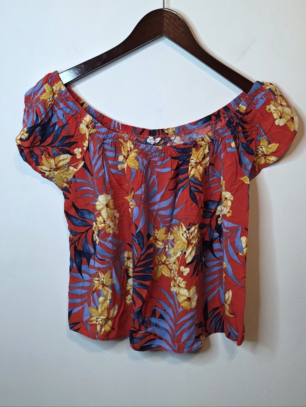 Rip Curl Off The Shoulder Tropical Floral Peasant Cropped Top Surf Size Medium